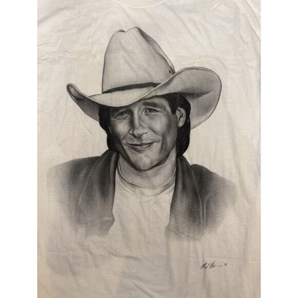 Vintage Clint Black Portrait Sketch Shirt Single Stitch Made In USA Country XL - Picture 3 of 8